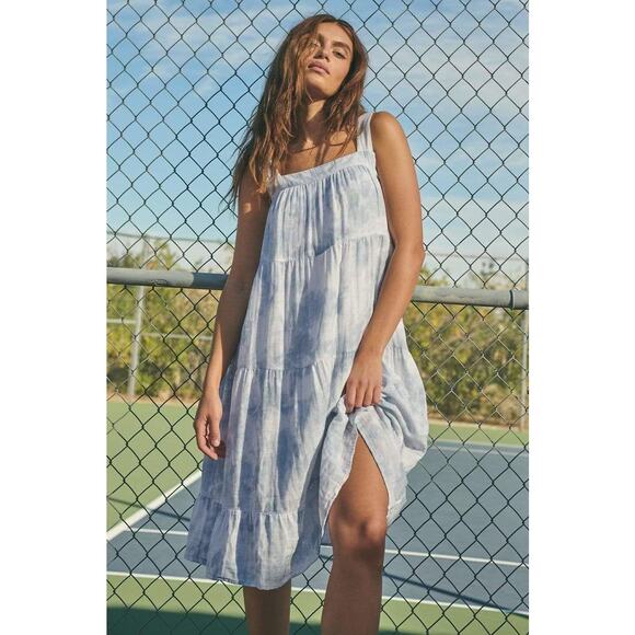 Rails Amaya Tie Die Gauze Tiered Babydoll Midi Dress - Picture 1 of 16